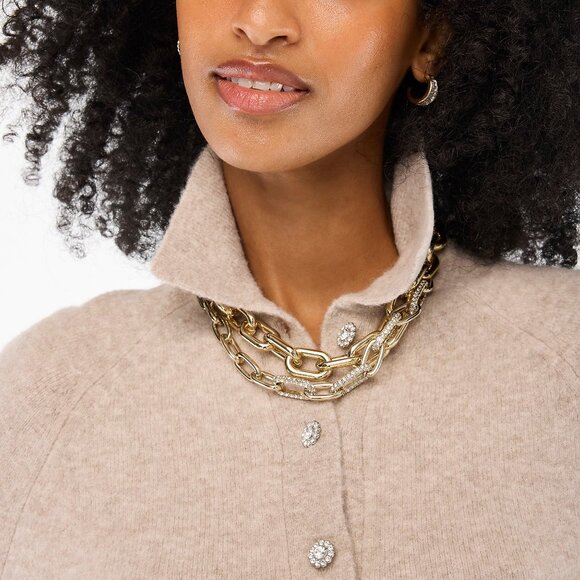 NWT J.Crew Rhinestone-button sweater-polo in extra-soft yarn - Picture 2 of 6